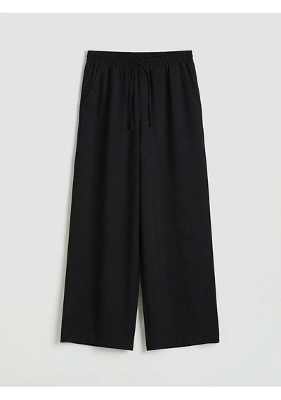Lcw Comfort Siyah Beli Lastikli Geniş Paça Kadın Pantolon