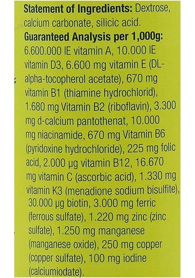Ayrex S Multivitamin Takviyesi Kuşlar İçin, 150 Gr