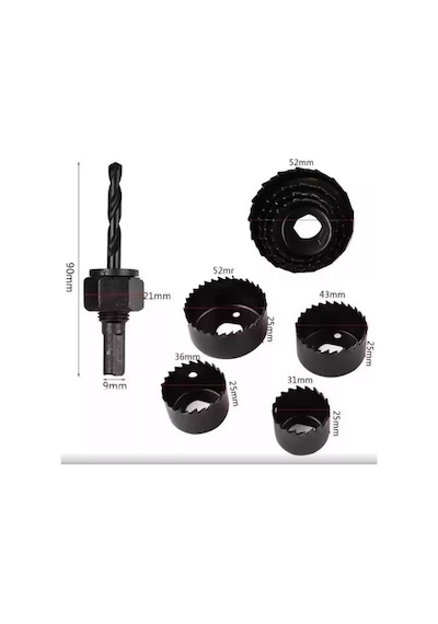 Zhltools 6 Parça Demir Ahşap Alçıpan Delme Buat Açma Seti