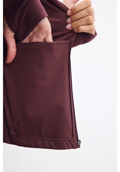 Defacto Sıcak Tutan Slım Fıt Kapüşonlu İçi Yumuşak Tüylü Fermuarlı Uzun Kollu Sporcu Sweatshirt Hırka H5289ax26aubr93 Bordo-br93