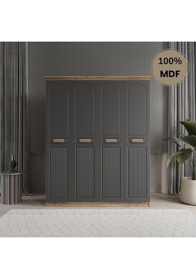 Pera 4 Kapak Mdf Gardırop Antrasit