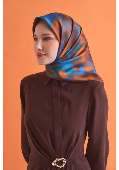 Armine Sura İpek Eşarp 2026-2027 - Sonbahar Kış-asm9605-56 Kahve,saks-5