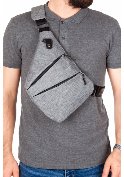 Newish Polo Heybe Postacı Çantası - Body Bag Gri