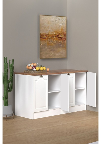 160 Cm %100 Mdf Greena White Ada Mutfak, Modern Mutfak Adası, Mutfak Yemek Masası, Bar Masası Beyaz