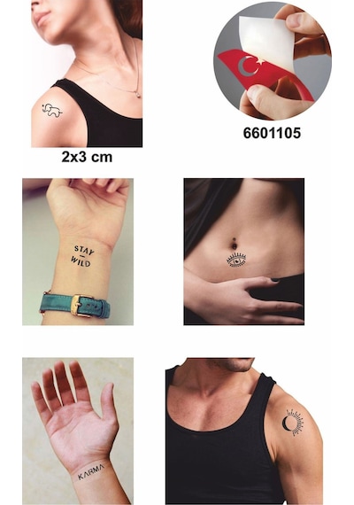 Enhavalı Minimal Desenler 30 Adet Minik desen Geçici Dövme Şablonu