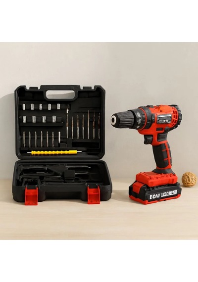 Jenerik 24w Şarjlı Matkap Seti 1350 Rpm Çantalı Kırmızı