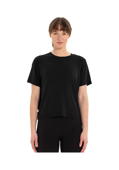 Inguz Modal Bisiklet Yaka Basic Yoga T-shirt SIYAH