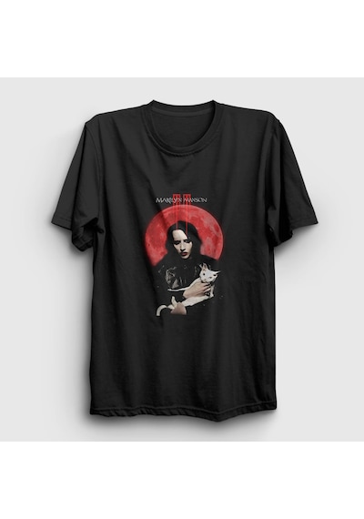 Presmono Unisex Blood Moon Marilyn Manson T-shirt Siyah