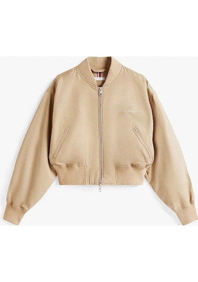 Tommy Hilfiger Kadın Naylon Normal Kesim Kısa Bej Bomber Ceket Ww0ww45634aeh Bej