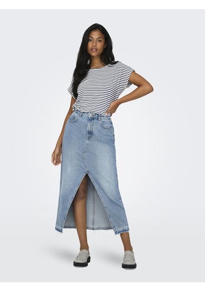 Only Onlmoster Strıpe S/s O-neck Top Jrs Noos Kadın Beyaz Bluz - 15206243 Beyaz