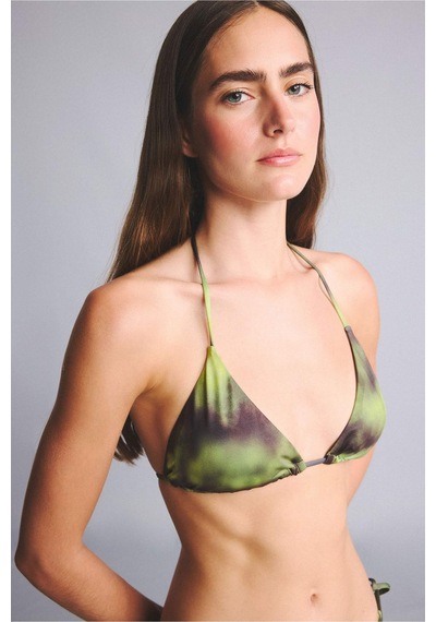 Defacto Regular Fıt Desenli İnce Askılı Bikini Üstü G8726ax26smgn737 Yeşil-gn737