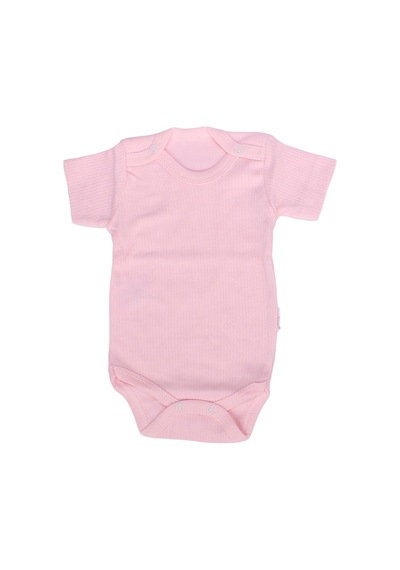 Bebegen Unisex Pembe Raporlu Kısa Kol Çıtçıtlı Body Zıbın Çok Renkli