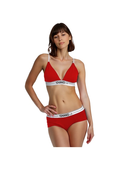 Yohannes Club, Kadın Pamuklu İç Çamaşırı Takımı, Renk Seçenekli, Üçgen Sütyen-kemerli Boyshort-boxer Külot Kırmızı Yohannes Club, Kadın Pamuklu İç Çamaşırı Takımı, Renk Seçenekli, Üçgen Sütyen-kemerli Boyshort-boxer Külot Kırmızı