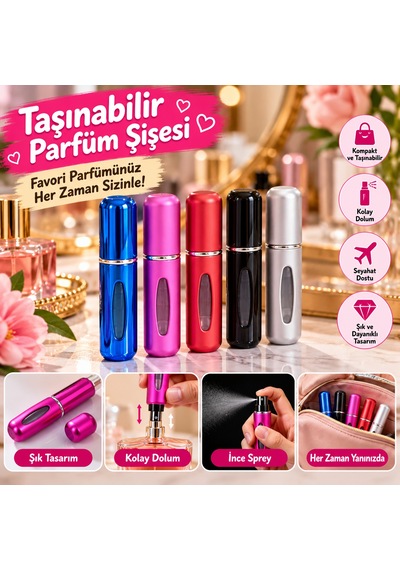 5'li Taşınabilir Doldurulabilir Parfüm Şişesi Botanik