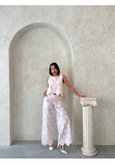 Verymoda D 2913 Nakışlı Pantolon D2913 Pembe