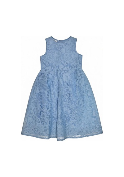 Fesshera Kids Kız Çocuk Dantel Elbise Bolero Ceket Takım 9-12 Yaş Mavi