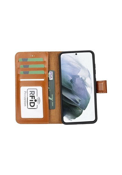 Samsung Galaxy S23 Uyumlu Deri Cüzdanlı Kılıf Rst2ef Taba 091 Sıyah