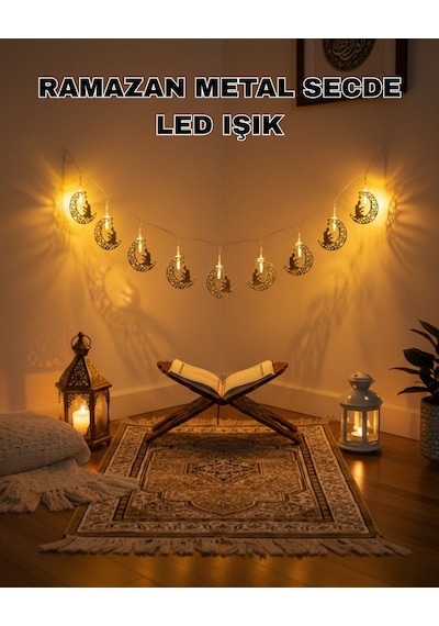 Ay - 238 - Ve Secde Tasarımlı Sıcak Beyaz Led - Spt-gld - Ramazan Işığı