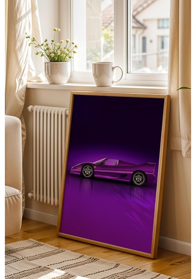 Saturn Ferrari F50 Araba Çerçeveli Tablo Erkek Odası Ve Garaj Dekoru Classic Car Collection