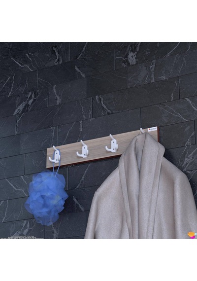 Modilayn Arı Serisi 61,4x9,6 Cm 12 Kancalı Banyo Askısı - 4'lü Set Ekstra Düzen Ve Yer Tasarrufu Cordoba