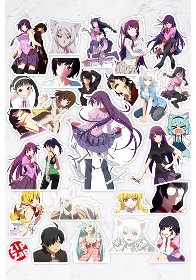 Monogatari Anime Telefon Laptop Bullet Journal Yapışkanlı Folyo Sticker Paketi 26 Adet Çok Renkli