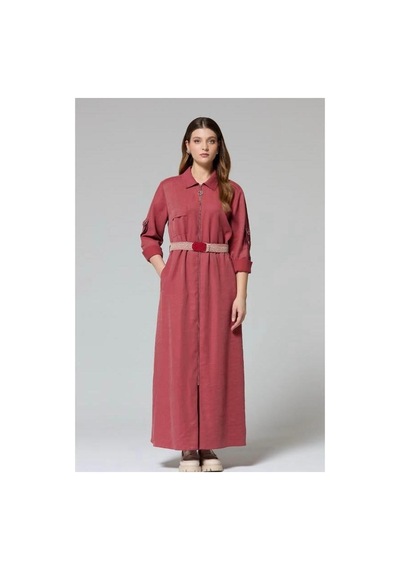 Fuat Gürsen Kemerli Elbise Bordo - 715086443 Bordo