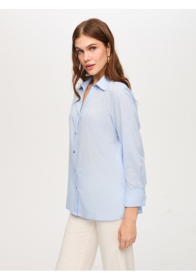 Faik Sönmez Beli Toplanabilir Detaylı Keten Görünümlü Tunik S26tnk017 Us26tnk01721 Mavi