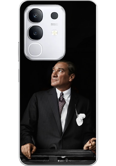 Vivo Y29 Uyumlu Ufka Bakan Lider Atatürk Baskılı Silikon Kılıf Renkli