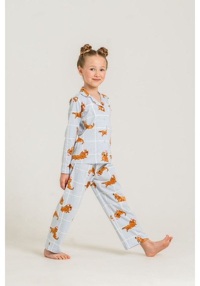 Rolypoly Kız Çocuk Cute Puppy Mavi Gömlek Pijama Takımı Rp3908-c-v2 Rp3908-c-v2