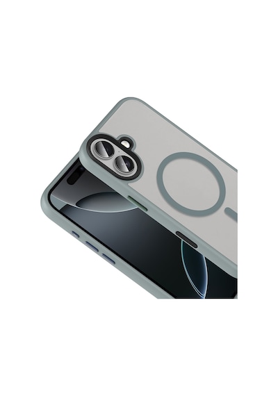 Apple Uyumlu iPhone 17 Kılıf Mat Arka Yüzey Wireless Şarj Özellikli Zore Flet M-safe Kapak Gri