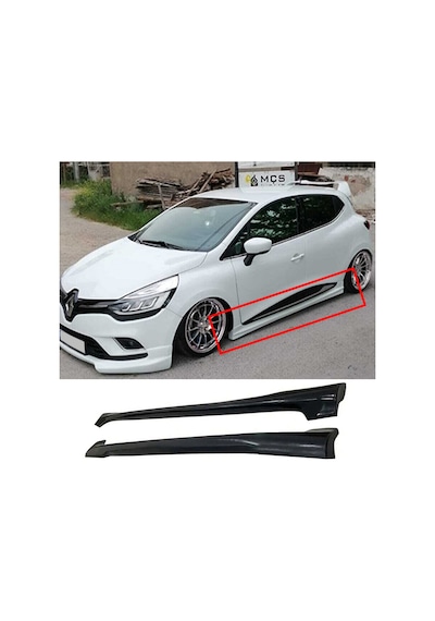 Renault Clio 4 Rs Yan Marşpiyel Seti Plastik 2 Adet Mat Siyah 2012-2019 Karlık+ek+bodykit