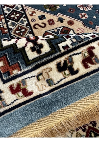Asaryün Halı Ipek H4320at Mavi İpeksi Geleneksel Renkli Göbekli Klasik Desen Salon Halısı Modern Renkli Asaryün Halı Ipek H4320at Mavi İpeksi Geleneksel Renkli Göbekli Klasik Desen Salon Halısı Modern Renkli