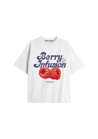 Kalic Studio Kadın Oversize Berry Infusion Tshirt Beyaz