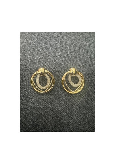 Yuvarlak Halka İç Halka Kalpli Simli Gold Küpe