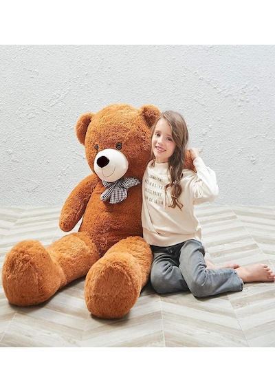 Tr 175 Cm Papyonlu Dev Boy Peluş Ayı -% 100 Yerli Kahverengi Genel