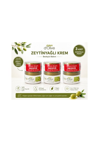 D Olive Besleyici Krem Doğal Zeytinyağı X3