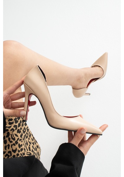 Lebibe Shoes Lavıen Kadın Bej Sivri Burun 11 Cm İnce Topuklu Klasik Stiletto Ayakkabı