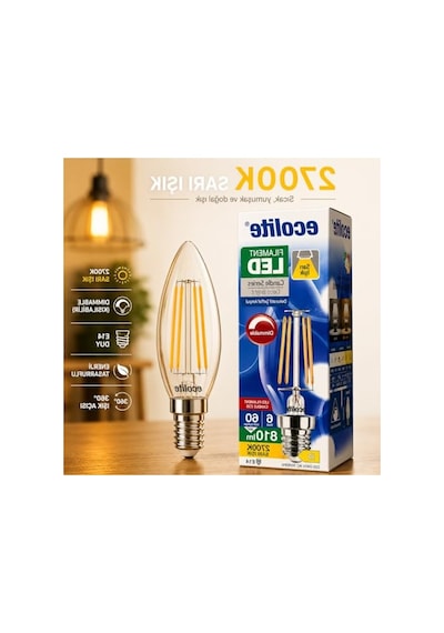 Dim Edilebilir 6w E14 Filament Led Mum Ampul, Vintage Tasarım