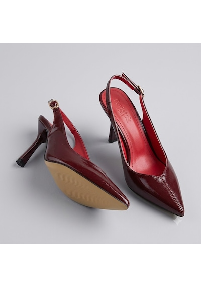 Kindep Park Moda Burnu Kapalı Topuklu 8 Cm Kadın Ayakkabı Bordo