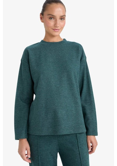 Defacto Relax Fit Bisiklet Yaka Sweatshirt F1013ax25augn650 Yeşil