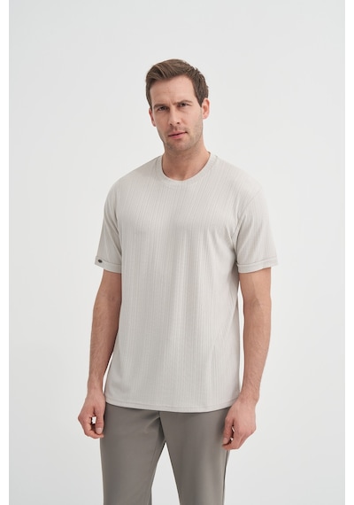 Cazador Bisiklet Yaka Dokulu Erkek T-shirt 42530 A.gri Gri