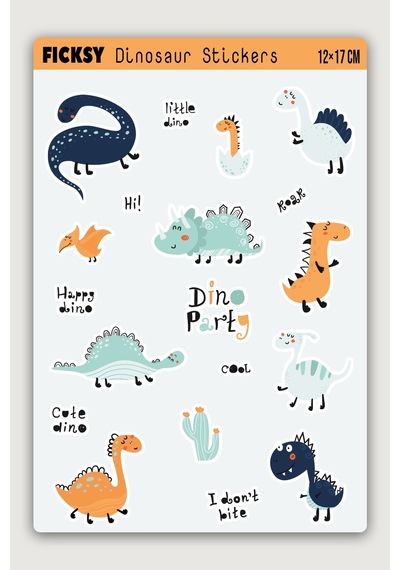 Sevimli Dinozor Sticker Seti - 11 Adet Etiket Çıkartma Diğer