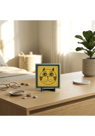 Kedi Yüzü Tasarımlı Modern Dekoratif Obje, Sevdiklerinize Neşe Değeri Yüksek Bir Armağan 10x10 Cm