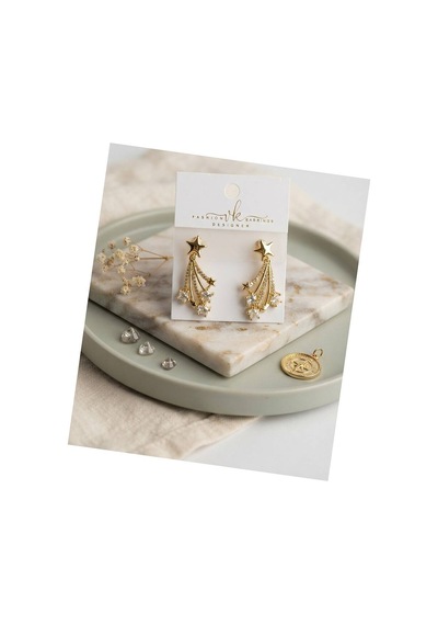 Gold Renk Zirkon Taşlı Halley Model Pirinç Kadın Küpe Tj-bkp12144 Evimdeyokyok