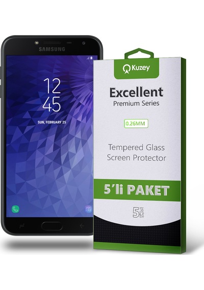 Samsung Galaxy J4 ile Uyumlu Kırılmaz Temperli Ekran Koruyucu Cam Ekonomik 5'li Paket