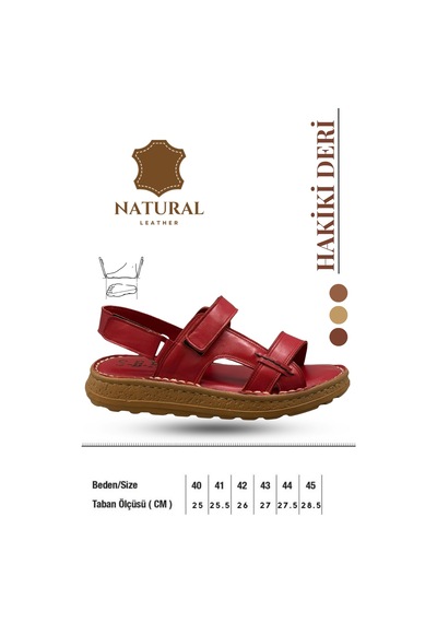 Sermoda Hakiki Deri Erkek Sandalet - Yumuşak Kalın Tabanlı Hakiki Deri Erkek Sandalet Kırmızı Sermoda Hakiki Deri Erkek Sandalet - Yumuşak Kalın Tabanlı Hakiki Deri Erkek Sandalet Kırmızı