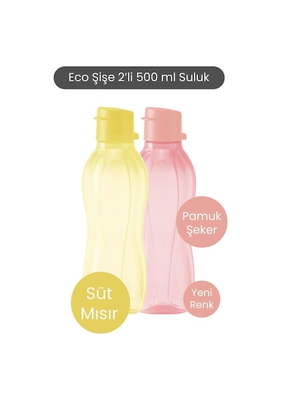 Tupperware Eco Şişe 2li 500 Ml Suluk Süt Mısır Ve Şeker Pembesi