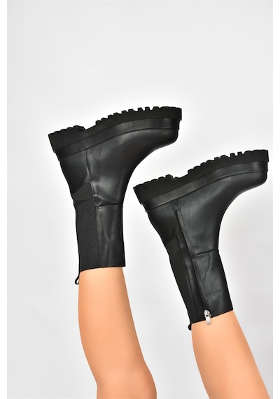 Fox Shoes Siyah Kalın Tabanlı Kadın Bot J267063109 Siyah