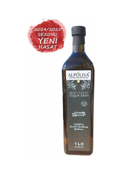 Erken Hasat Soğuk Sıkım Zeytinyağı 1 Litre Kısapınar Bahçemizden Alpoliva