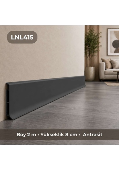 Linela Suya Dayanıklı Pvc Süpürgelik 8 Cm - Antrasit - Lnl415